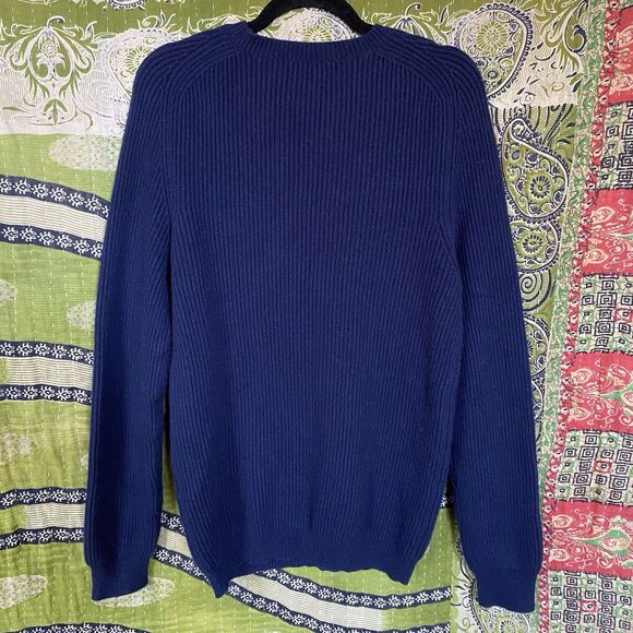 NAADAM Navy Blue Merino Wool/ Cashmere Blend Ribbed Mockneck Sweater Size Medium - Picture 11 of 16